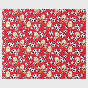 Soccer Egghead Pattern Wrapping Paper