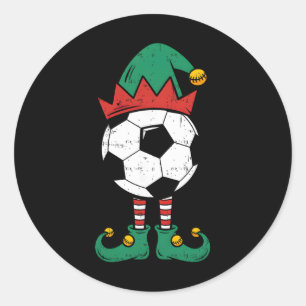 Soccer Elf Christmas Funny Xmas Elf Soccer Lover K Classic Round Sticker