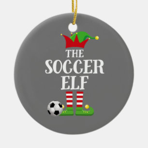 Soccer Elf Family Matching Christmas Group Elf Ceramic Ornament