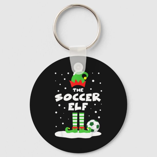 Soccer Elf Matching Group Family Holiday Christmas Keychain (Front)