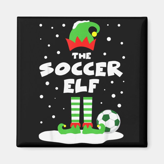 Soccer Elf Matching Group Family Holiday Christmas Magnet (Front)