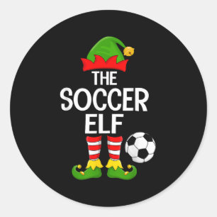 Soccer Elf Xmas Matching Family Elf Squad Christma Classic Round Sticker