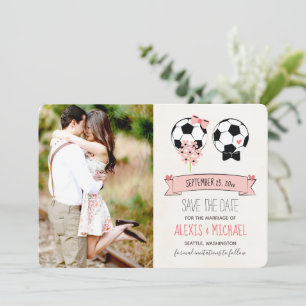 Soccer Enregistrer la date Mariage Invitations 4 P