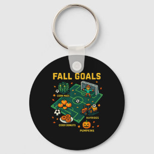 Soccer Fall Goals Fun Kids Autumn Pixel Video Game Keychain