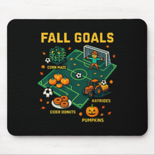 Soccer Fall Goals Fun Kids Autumn Pixel Video Game Mouse Pad