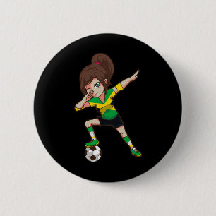 Soccer Fan Jamaica Jamaican Flag Girl 2 Inch Round Button