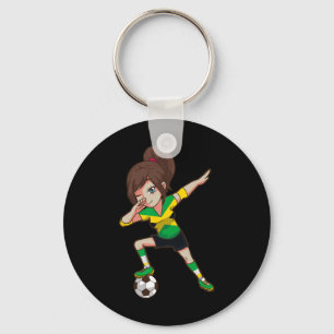 Soccer Fan Jamaica Jamaican Flag Girl Keychain