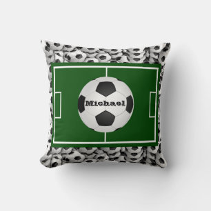 Soccer Field And Balls Personalized Throw Pillow