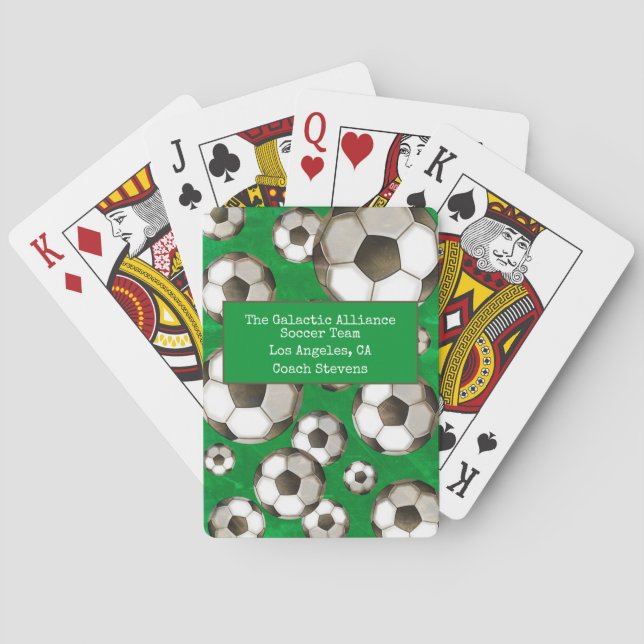 Soccer Field and Balls | Soccer Team and Coach  Playing Cards (Back)