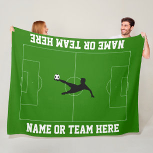 Soccer Field and Player Your Text Fleece Blanket