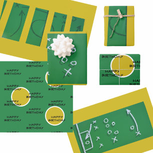 Soccer Field Game Plan Green Yellow customizable Wrapping Paper Sheet
