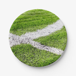 Soccer field lines paper plate