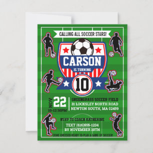 Soccer Field USA World Cup Football Birthday Party Invitation