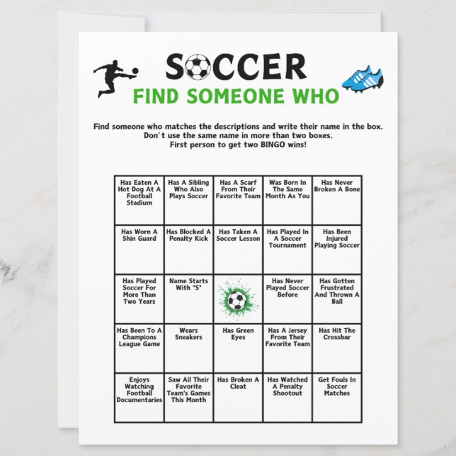 Soccer Find Someone Who Game (Front)
