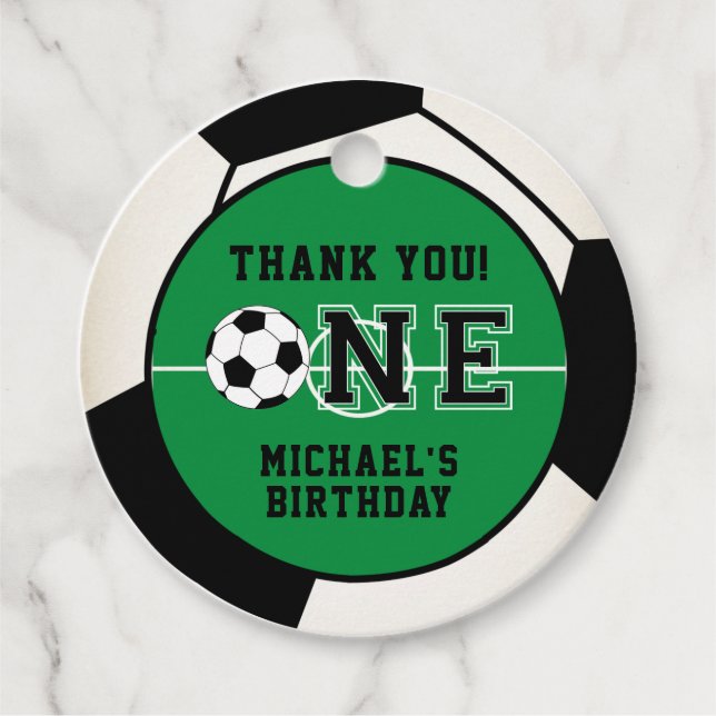 Soccer First Birthday Favour Tags (Front)