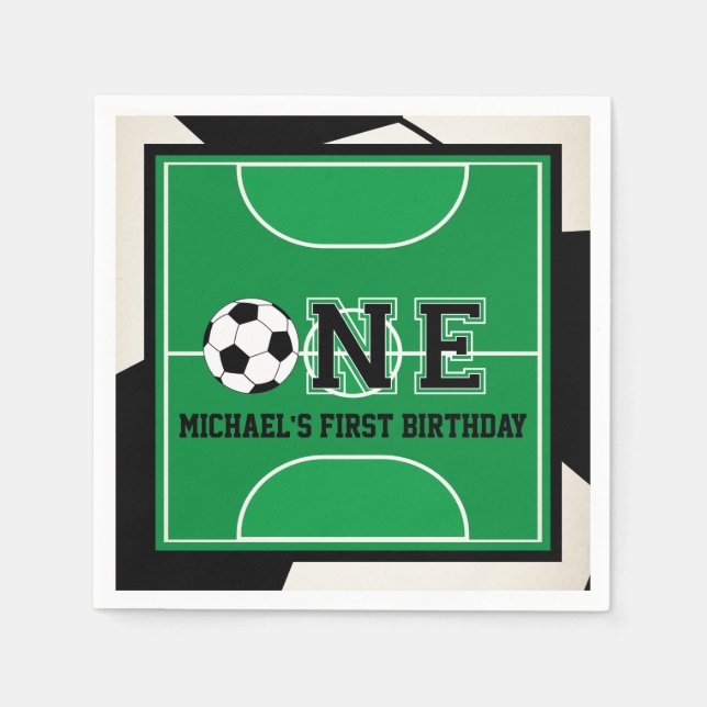 Soccer First Birthday Napkins (Front)
