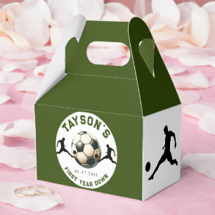 Soccer First Year Down 1st Birthday Favor Box