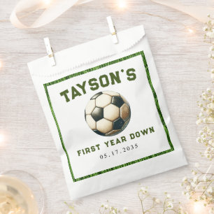 Soccer First Year Down 1st Birthday Paper Favour Bag