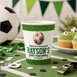 Soccer First Year Down 1st Birthday Party Paper Cups