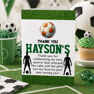 Soccer First Year Down 1st Birthday Party Thank You Card