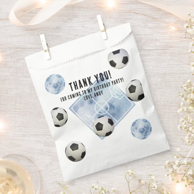 Soccer First Year Down Birthday Party Favour Bag (Clipped)