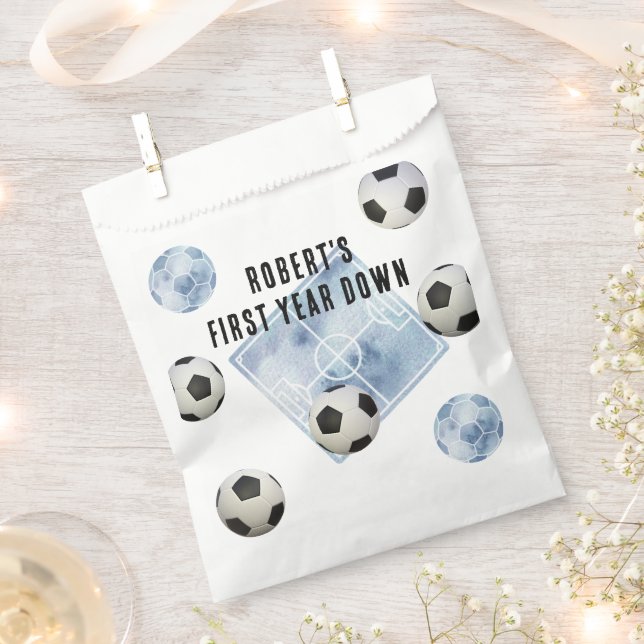 Soccer First Year Down Birthday Party Favour Bag (Clipped)