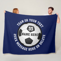 Soccer Fleece Blanket in 3 Sizes Your COLORS, TEXT