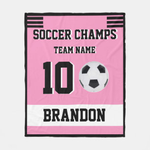 Soccer Fleece Blanket pink personalized player gol