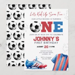 Soccer Football 1st Birthday Invitation