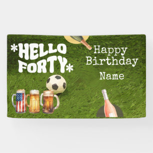 Soccer Football 40th Birthday on Green grass Banner