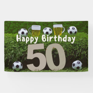 Soccer Football  50th  Birthday with ball  Banner