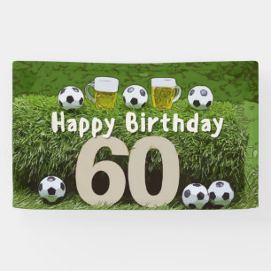 Soccer Football  60th Birthday with ball on green Banner