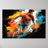 Soccer Football Action Sport Painting Abstract Art