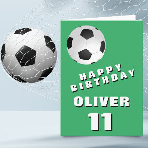 Soccer Football Ball Green Happy Birthday  Card