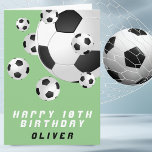 Soccer Football Ball Green Kids Boy Happy Birthday Card<br><div class="desc">Soccer Football Ball Green Kids Boy Happy Birthday Card. Personalize with your name and make a cool birthday greeting card for a soccer football player or soccer football fan.</div>