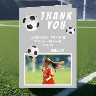 Soccer Football Ball Grey Sports Coach  Thank You Card