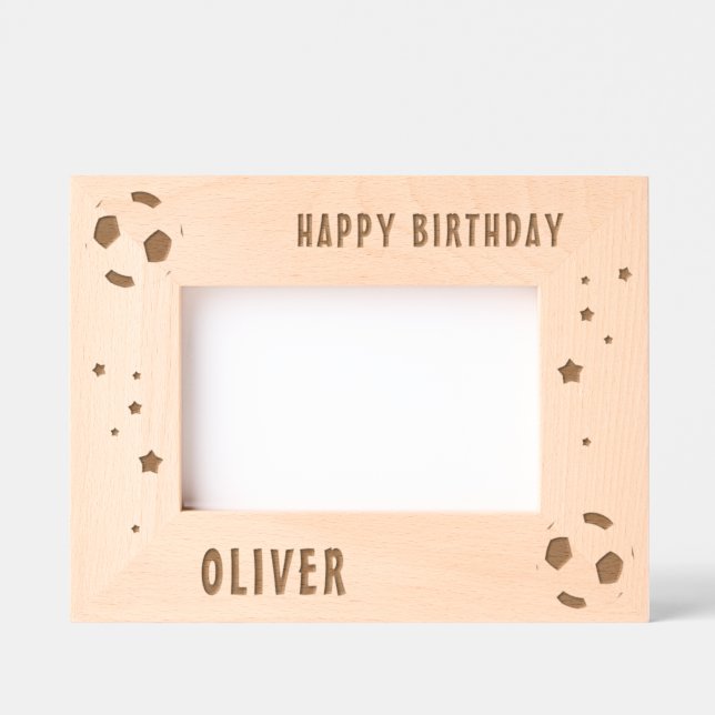 Soccer Football Ball Happy Birthday Etched Frames (Front)