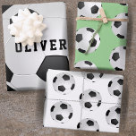 Soccer Football Ball Pattern Kids Name Birthday Wrapping Paper Sheet<br><div class="desc">Soccer Football Ball Pattern Kids Name Birthday Wrapping Paper Sheets. Personalize with your name or erase the text.</div>