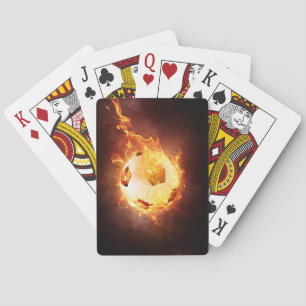 Soccer, Football, Ball under Fire Playing Cards