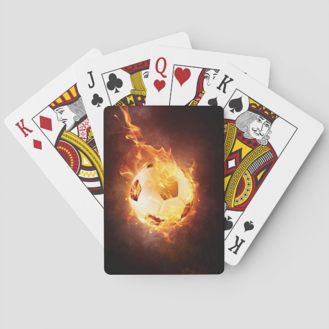 Soccer, Football, Ball under Fire Playing Cards (Back)