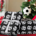 Soccer Football Balls Kids Name Black Christmas  Wrapping Paper<br><div class="desc">Soccer Football Balls Kids Name Black Christmas Wrapping Paper Sheets. Personalize with your name. You can change the text Merry Christmas.</div>