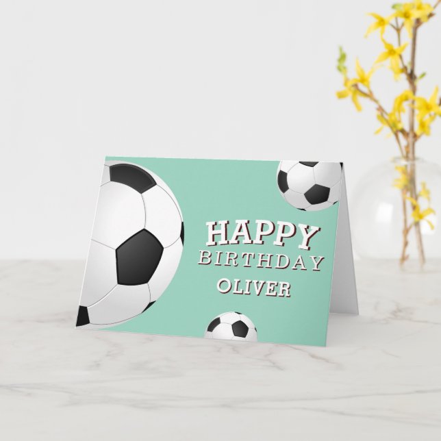 Soccer Football Balls Sports Happy Birthday Kids Card (Yellow Flower)