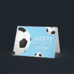 Soccer Football Balls Sports Happy Birthday Kids Card<br><div class="desc">Soccer Football Balls Sports Happy Birthday Card with Name. Soccer balls with a Happy birthday wish on a blue background. Personalize with your name and make a special personal card for a boy or a girl who loves soccer game.</div>