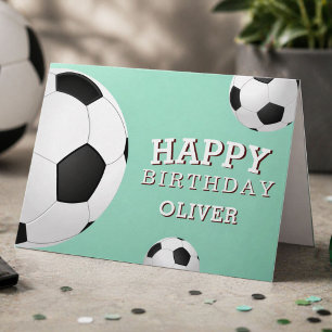 Soccer Football Balls Sports Happy Birthday Kids Card