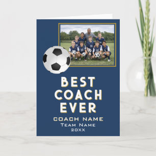 Soccer Football Best Coach Ever Team Photo Thank You Card