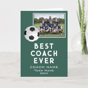 Soccer Football Best Coach Ever Team Photo Thank You Card