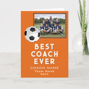 Soccer Football Best Coach Ever Team Photo Thank You Card