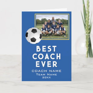 Soccer Football Best Coach Ever Team Photo Thank You Card