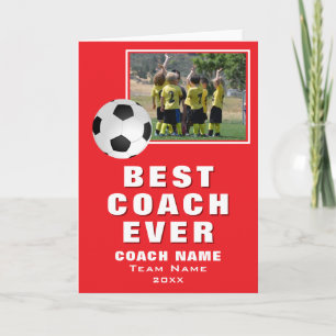 Soccer Football Best Coach Ever Team Photo Thank You Card