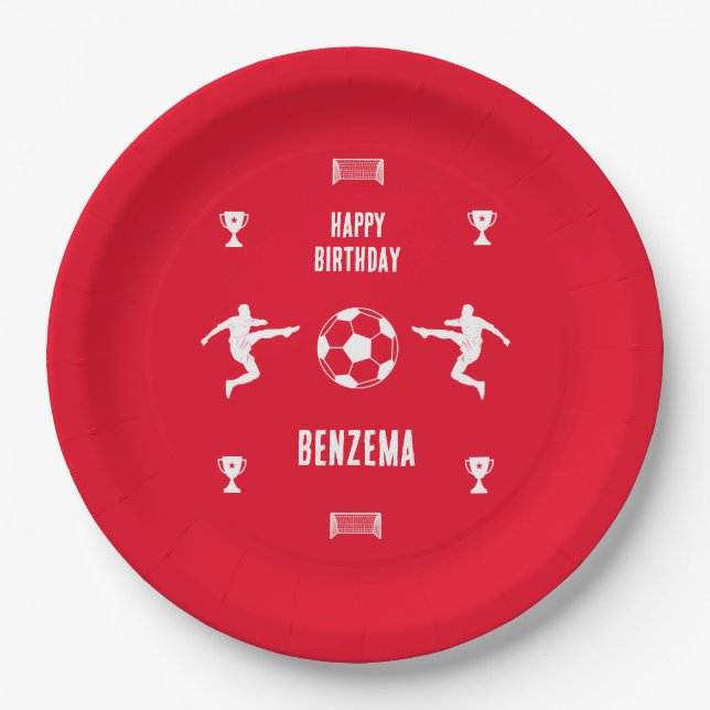 Soccer Football  Birthday  Banner Paper Plate (Front)